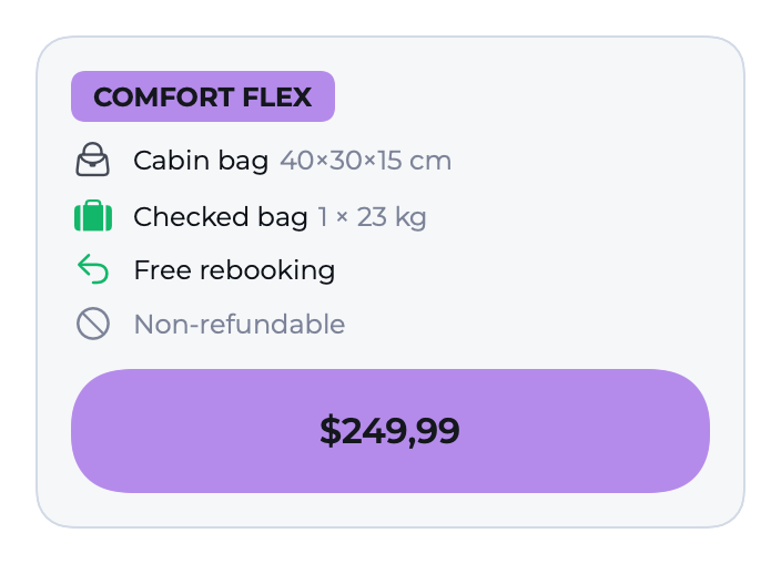 FareFamilyCard component