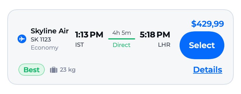 FlightResultRow component